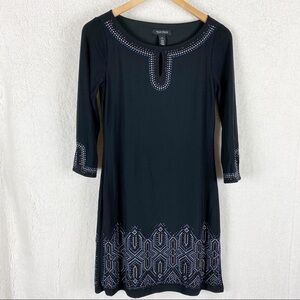 WHBM Embellished Shift Midi Dress in Black XS